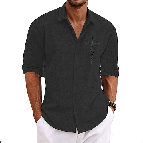  Herr Kors Skjorta Knapp upp skjorta Långärmad Mode Streetwear Designer Utomhus Ledigt Dagligen Sommar Vår Höst Nedvikt Mönster Svart Vit Rodnande Rosa Blå Grön