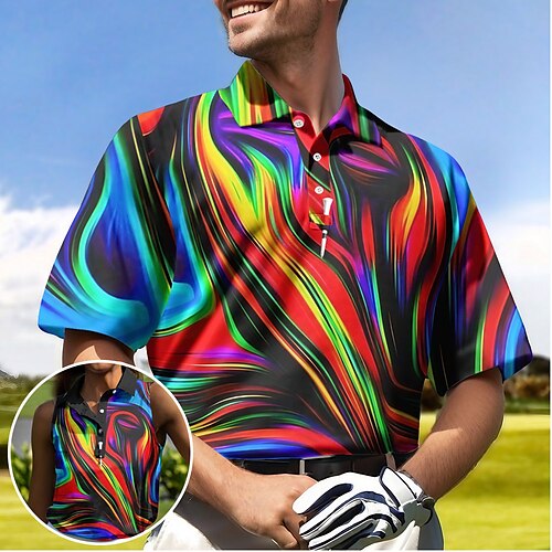 

Homens Mulheres Camisa polo de caminhada polo combinando Camisa de golfe Respirável Secagem Rápida Pavio Humido Manga Curta Vestuário de golfe Roupas de golfe Normal Estampado Verão Tênis Golfe