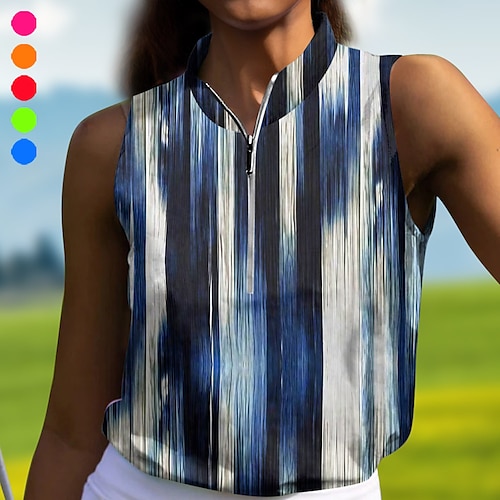 

Mujer Camisas de polo Camiseta de golf Transpirable Secado rápido Dispersor de humedad Sin Mangas Ropa de golf ropa de golf Ajuste regular Cremallera Cuello alto Impreso Verano Tenis Golf pepinillo