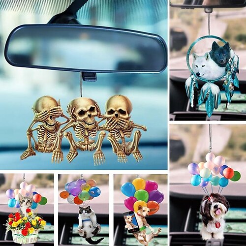 

Cooles Totenkopf-Acryl-Auto-Hängeornament, Rückspiegel, Auto-Styling-Innenzubehör für die Autodekoration