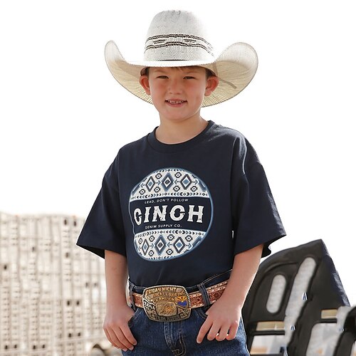 

Boys T shirt western tee 100% Cotton Short Sleeve Graphic Geometric Letter 3D Print 3D Print Designer Vintage Outdoor Casual Daily Kids Crewneck 3-12 Years 3D Printed Graphic Regular Fit Shirt