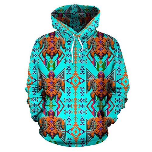 

Homme Sweat à capuche Bleu Capuche Tribal Imprimés Photos Imprimer du quotidien Des sports 3D effet Vêtement de rue Design basique Printemps Automne Vêtement Tenue Pulls Capuche Pulls molletonnés