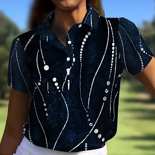 

Mulheres Camisa polo de caminhada Camisa de golfe Pólo de botões Respirável Secagem Rápida Pavio Humido Manga Curta Vestuário de golfe Roupas de golfe Normal Estampado Verão Tênis Golfe Pickleball