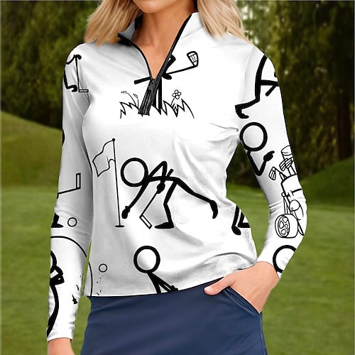 

Mujer Camisas de polo Camiseta de golf Transpirable Secado rápido Dispersor de humedad Manga Larga Ropa de golf ropa de golf Ajuste regular Cremallera Cuello alto Impreso Primavera Otoño Tenis Golf