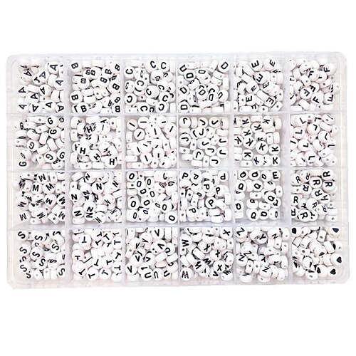 1200pcs A-Z Letter Beads,Sorted Alphabet Beads and White Acrylic