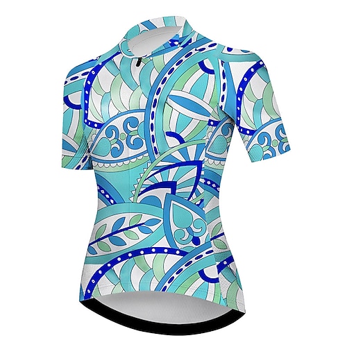 

21Grams Women's Cycling Jersey Short Sleeve Bike Top with 3 Rear Pockets Mountain Bike MTB Road Bike Cycling Breathable Quick Dry Moisture Wicking Reflective Strips Blue Sky Blue Dark Blue Sports