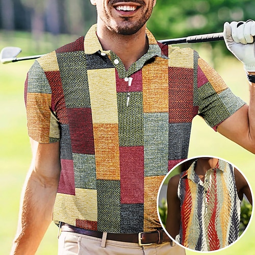 

Homens Mulheres Camisa polo de caminhada polo combinando Camisa de golfe Respirável Secagem Rápida Pavio Humido Manga Curta Vestuário de golfe Roupas de golfe Normal Estampado Verão Tênis Golfe