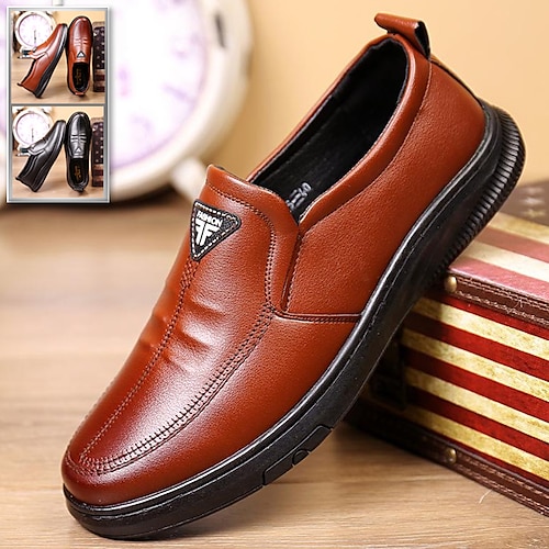 

Homens Mocassins e Slip-Ons Sapatos Confortáveis Mocassim Mocassins de couro Negócio Casual Ao ar livre Diário Caminhada Couro Ecológico Respirável Confortável Antiderrapante Preto Café Primavera