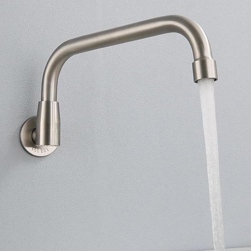 

Edelstahl-Küchenarmatur zur Wandmontage, nur Kaltwasser, 25/30 cm, 360-Grad-Drehung, Einhand-Wasserhahn