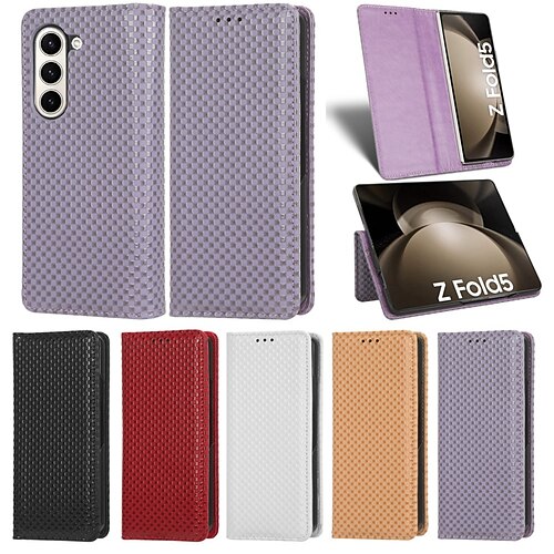 

Phone Case For Samsung Galaxy Z Fold 5 Wallet Case Magnetic With Card Holder Kickstand Solid Color PC PU Leather