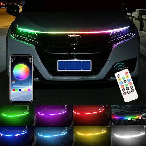 

faixa de luz led para carro diy decoração de carro luzes coloridas luz diurna drl aplicativo e controle remoto ip67 à prova d'água