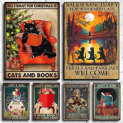 

halloween wall art canvas witch cat quoteprints and posters abstract portrait pictures decorative fabric painting for living room photos no frame