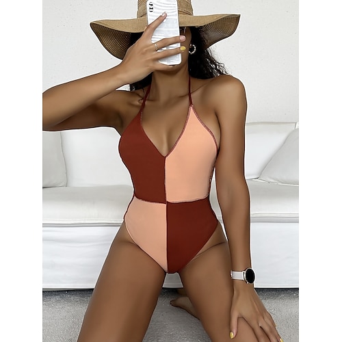 

Maillots de Bain Une pièce Maillot de bain Femme Imprimé Bloc de couleur Normal Body Maillots de bain Sportif Tenues de plage Eté