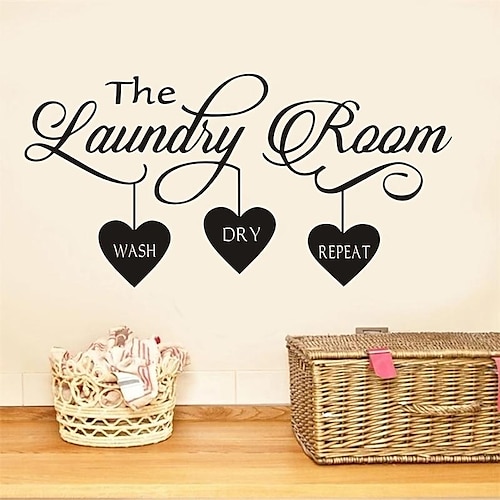 

Laundry Room Wall Sticker Decorative Mural Hearts Home Decor Stickers Vinyl Art Decal Poster Decoration