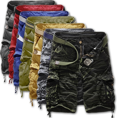 

Voor heren Cargoshorts Korte broek Wandelshorts Been trekkoord 6 zak Effen Comfort Lichtgewicht Buiten Dagelijks Uitgaan Katoenmix Modieus Streetwear Zwart Leger Groen