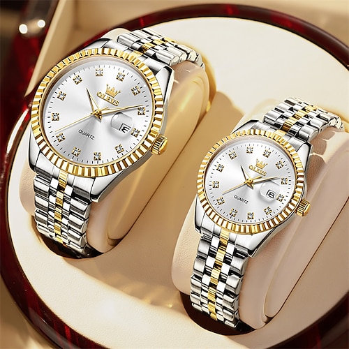 

Nuevos relojes de marca olevs olevs para parejas, reloj de cuarzo con rueda giratoria, reloj deportivo resistente al agua con incrustaciones de diamantes para hombres y mujeres, reloj deportivo para