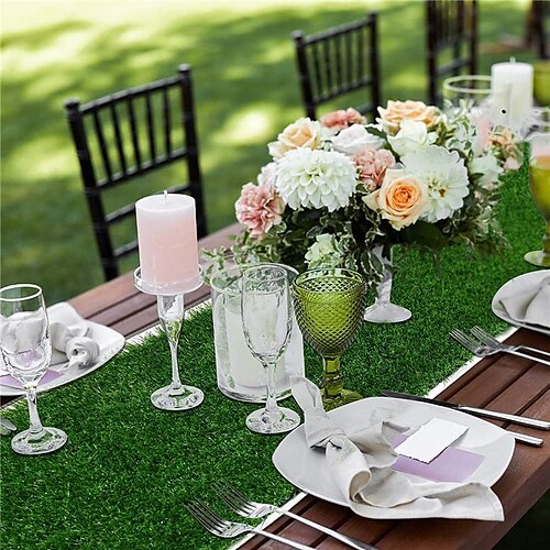 

Chemins de table en gazon artificiel, chemin de table en gazon synthétique pour fête de mariage, anniversaire, banquet, baby shower, décorations pour la maison, 35 120cm