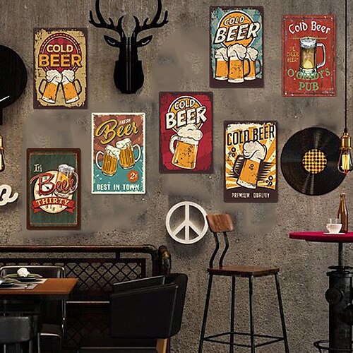 

1pc rétro métal étain signe bière étain signe vintage bar cuisine signes décoration murale, peinture tenture murale pour restaurant décor bar décor maison décor mur art métal étain signe