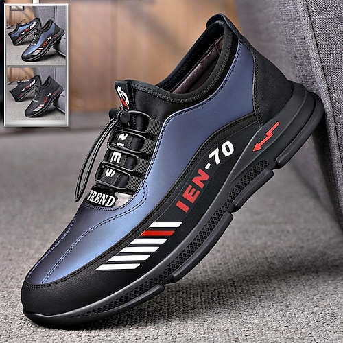 

Men's Oxfords Casual Shoes Casual Daily Walking Shoes Leather Comfortable Wear Resistance Black Blue Fall