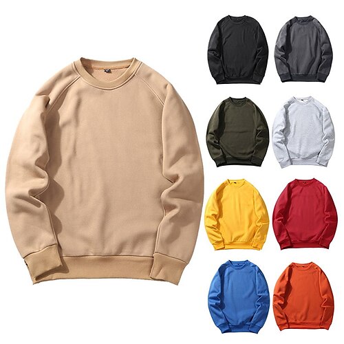 

Men's Sweatshirt Yellow / Black Black Yellow Light Khaki. Dark GreyLight Grey Black Crew Neck Color Block Plain Sports Outdoor Daily Sports Streetwear Basic Casual Spring Fall Clothing Apparel