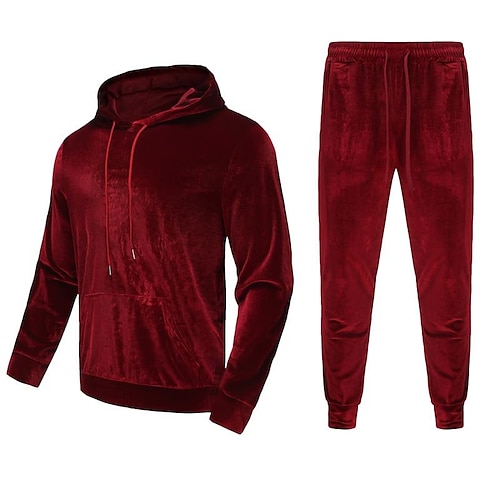 

Herren Trainingsanzug Jogginganzug Jogginganzüge Wein Mit Kapuze Glatt 2 teilig Sport Natur Täglich Sport Strassenmode Cool Brautkleider schlicht Frühling Herbst Bekleidung Kapuzenpullover