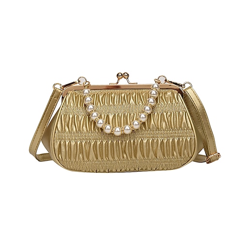 

Mulheres Evening Bag Couro PU Diário Corrente Grande Capacidade Côr Sólida Preto Branco Dourado