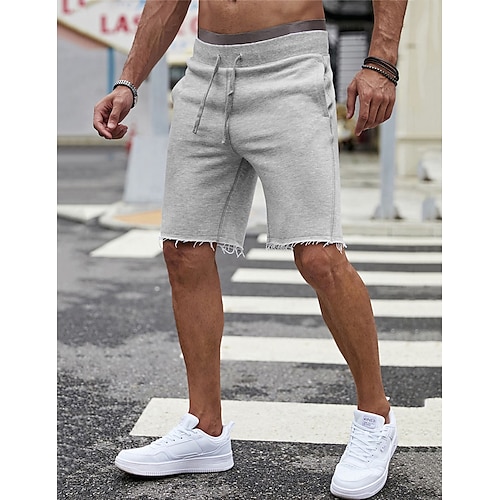 

Homens calções atléticos Shorts ativos Shorts de moletom Calção Com Cordão Cintura elástica Perna reta Tecido Conforto Respirável Curto Casual Diário Feriado Esportes Moda Preto Cinzento