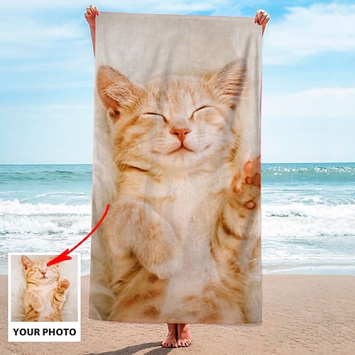 

Customize Your Image Beach Towel Children'S And Adult Microfiber Beach Towel Summer Quick Drying Beach Blanket Anti Sand Towel (Single-Sided Printing) Back To School College Student