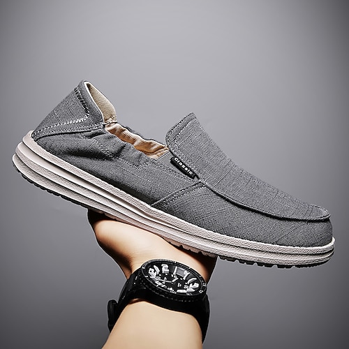 

Homens Tênis Mocassins e Slip-Ons Sapatos casuais masculinos Mocassim Sapatos Confortáveis Solas Claras Casual Formais Diário Lona Respirável Confortável Preto Bege Cinzento Primavera Outono