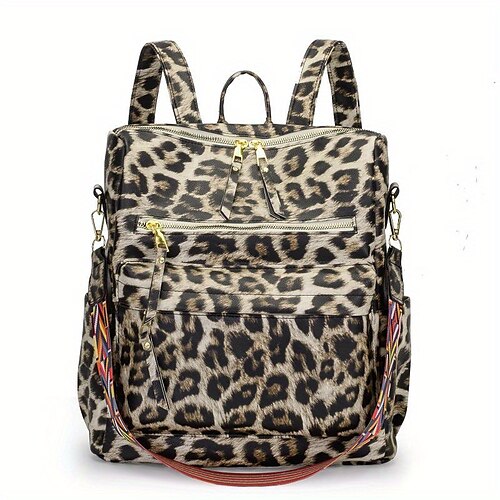 

Mulheres mochila Mini mochila Ao ar livre Diário Côr Sólida Couro PU Ajustável Grande Capacidade Prova-de-Água Ziper Leopardo Cinza Leopardo Castanho Branco e Preto