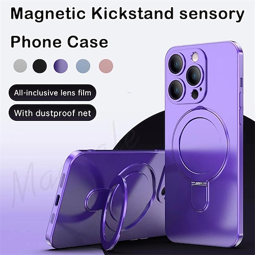 

téléphone Coque Pour Apple iPhone 15 Pro Max Plus iPhone 14 13 12 Pro Max Plus Coque Arriere Avec Support Svelte Magnétique Couleur unie PC