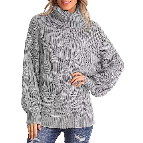 

Pull Maille Femme A côtes Tricoter Tressé Couleur unie Col Roulé mode Décontractées Extérieur du quotidien manche longue Automne Hiver Noir Blanche S M L