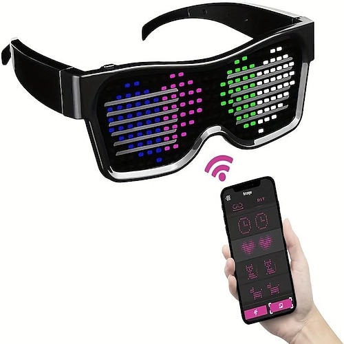 

LED-Leuchtbrillen-App, Bluetooth-Brille, Bar, Nachtclub, Jalousien, dynamische Bungee-Tanzausrüstung