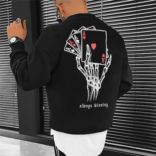 

Men's Sweatshirt Pullover Black Crew Neck Graphic Prints Poker Print Daily Sports Holiday 3D Print Streetwear Designer Basic Spring Fall Clothing Apparel Hoodies Sweatshirts