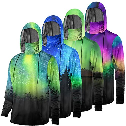 

Homens Camisa de pesca Com Capuz Exterior Manga Longa Proteção UV Respirável Secagem Rápida Leve Redutor de Suor Blusas Primavera Outono Ao ar livre Pesca Acampar e Caminhar Violeta Verde Claro Azul