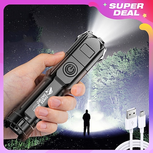 

Super Bright ABS Strong Light Focusing Led Flashlight Outdoor Portable Home Built-in Battery Rechargeable Multi-function Torch