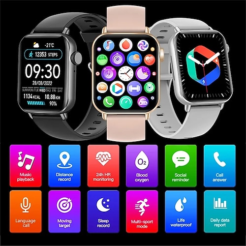 

G89 relógio inteligente feminino masculino relógios esportivos ip67 à prova d'água bluetooth chamada pulseira fitness para android ios smartwatch