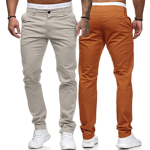 

Homme Pantalon Chino Pantalons de Jogging Zippé Poche avant Plein Toute la longueur Entreprise du quotidien Sortie Classique Casual Chic Noir Blanche Non Elastique