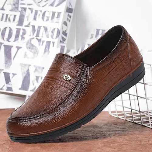 

Men's Loafers Slip-Ons Classic Loafers Vintage Casual British Daily Walking Shoes PVC Warm Breathable Comfortable Brown Fall