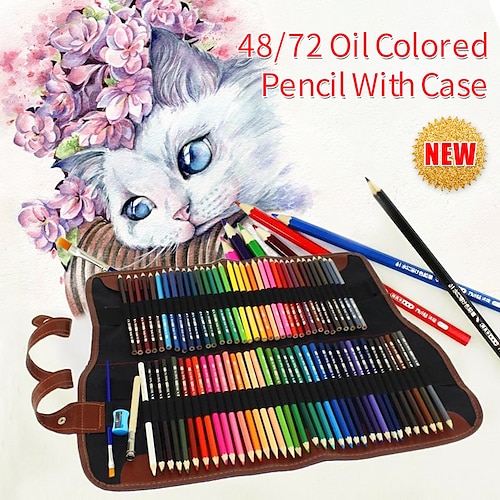 

36/48/72 цвета, цветные карандаши из дерева с набором для обертывания, набор для рисования, набор для рисования, пенал, сумки, ляпис-де-кор, художник, рисующий для школьных принадлежностей для