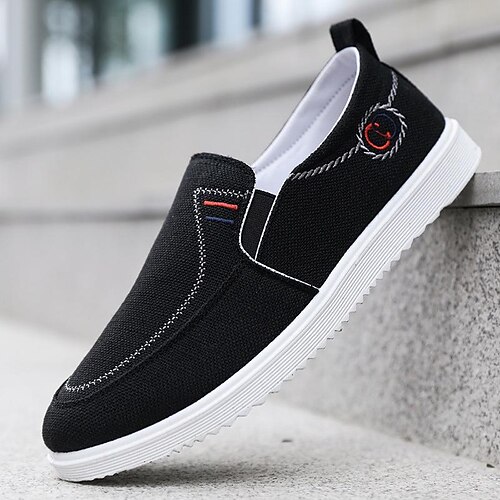 

Homens Mocassins e Slip-Ons Sapatos casuais masculinos Sapatos Confortáveis Tênis Slip-on Clássico Casual Diário Escritório e Carreira Lona Respirável Confortável Antiderrapante Preto Cinzento Outono