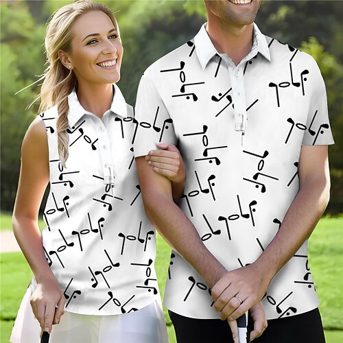 

Homme Femme T-shirt POLO Polo assorti Chemise de golf Respirable Séchage rapide Evacuation de l'humidité Manche Courte Vêtements de golf Top Standard Imprimé Eté Tennis Le golf Pickleball