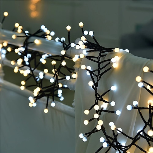 

LED Globe String Lights Firecracker Glowing 3M 200 LED Ball Cluster Fairy Flexible Lights Waterproof for Holiday Wedding Party Yard Garden Decor Lighting USB Power