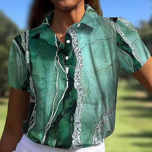 

Mujer Camisas de polo Camiseta de golf Polo con botones Transpirable Secado rápido Dispersor de humedad Manga Corta Ropa de golf ropa de golf Ajuste regular Impreso Verano Tenis Golf pepinillo