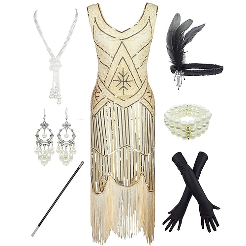 

Retro Antiguo Rugido 20s 1920s Vestido Flapper Accesorios El gran Gatsby Mujer Cosplay Disfraz Mascarada Fiesta / Noche Disfraz