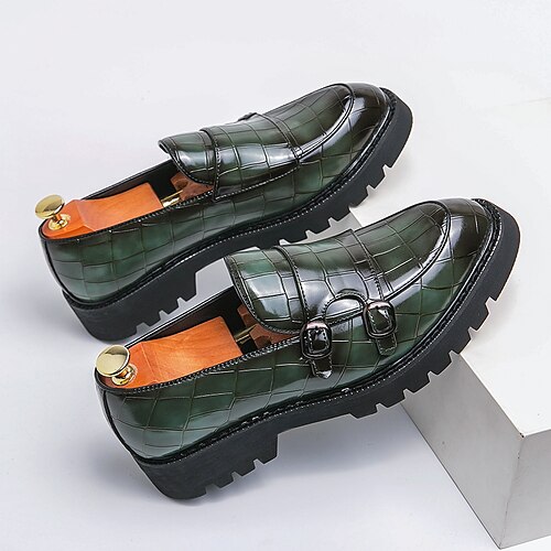 

Herren Outdoor Loafer Slip On Komfort-Müßiggänger Kleid Müßiggänger Karierte Schuhe im britischen Stil Brautkleider schlicht Britisch Täglich Party Abend Lackleder Körpergröße erhöhen Komfortabel