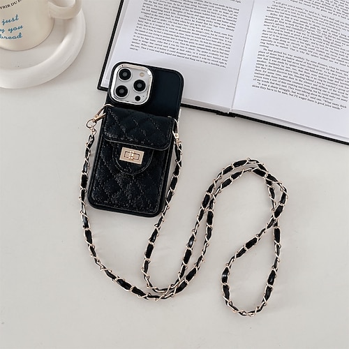 Phone Case For iPhone 15 Pro Max Plus iPhone 14 Pro Max Plus 13 12 11 X XR  XS 8 7 Back Cover for Women Girl with Lanyard With Card Holder Solid  Colored TPU PU Leather 2023 - US $16.89