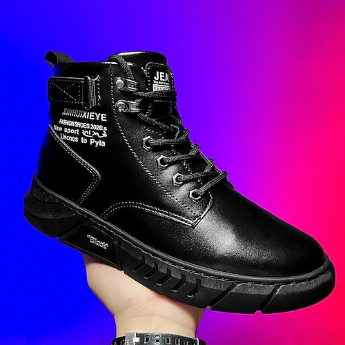 

Hombre Zapatillas de deporte Botas Altas zapatillas de deporte superiores Deportivo Casual Exterior Diario PU Templado Cómodo Antideslizante Botines / Hasta el Tobillo Negro Primavera Otoño