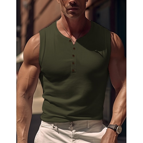 Men's Tank Top Vest Top Undershirt Sleeveless Shirt Plain Henley Outdoor  Going out Sleeveless Clothing Apparel Fashion Muscle 2023 - US $14.49 in  2023