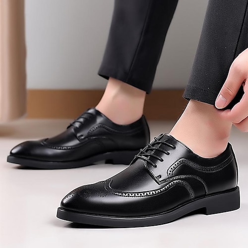 

Homens Oxfords Mocassins de couro Negócio Casual Formais Ao ar livre Diário Couro Ecológico Respirável Confortável Antiderrapante Preto Marron Primavera Outono